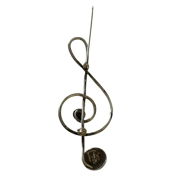 Vtg Lang Sterling Silver Treble Cleft Pin Brooch 5.97g - Picture 5 of 7